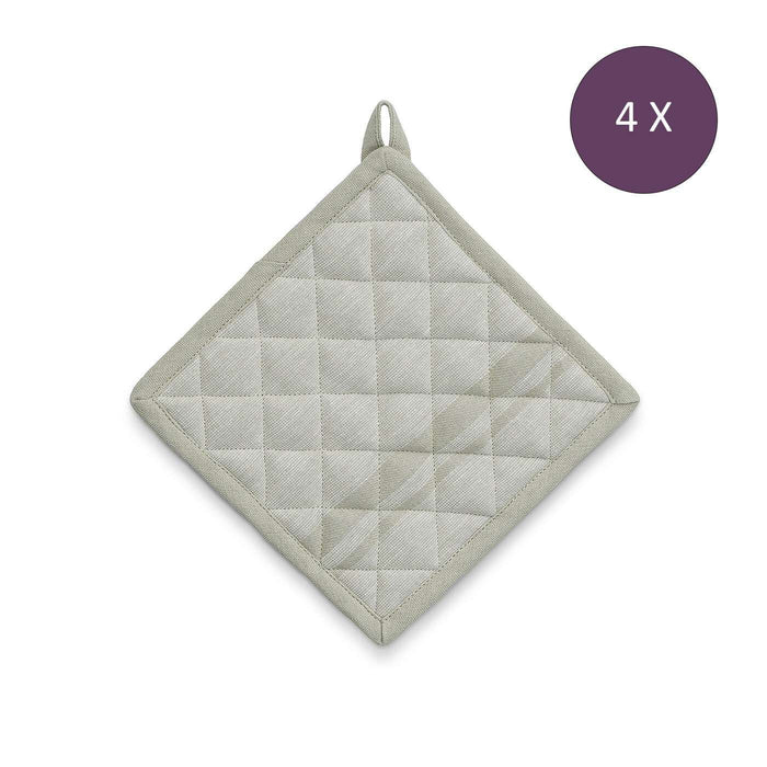 Kela - Pannenlap, Set van 4 Stuks, Katoen, Groen met Streep, 20 x 20 c