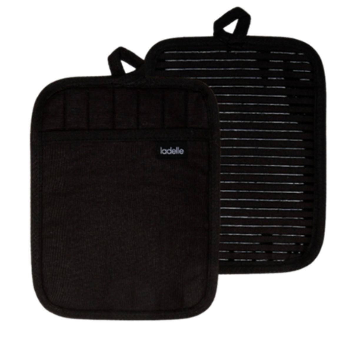 Ladelle - Pannenlappen, Set van 2, Katoen, Polyester, Siliconen, Zwart