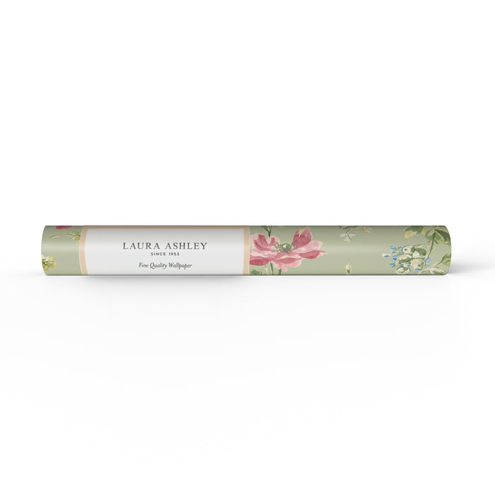 Laura Ashley Poppy Meadow Behang - Bloemen - 10mx52cm - Groen