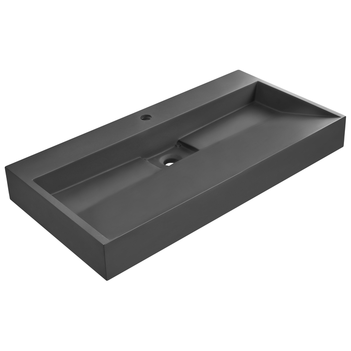 Beliani - QUENKO - Wastafel - Zwart - 90 x 46 cm - Mineraalgietwerk