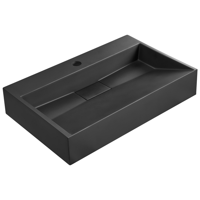 Beliani - QUENKO - Wastafel - Zwart - 60 x 38 cm - Mineraalgietwerk