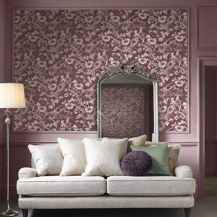 Laura Ashley Summerhill Behang - Bloemen - 10mx52cm - Paars