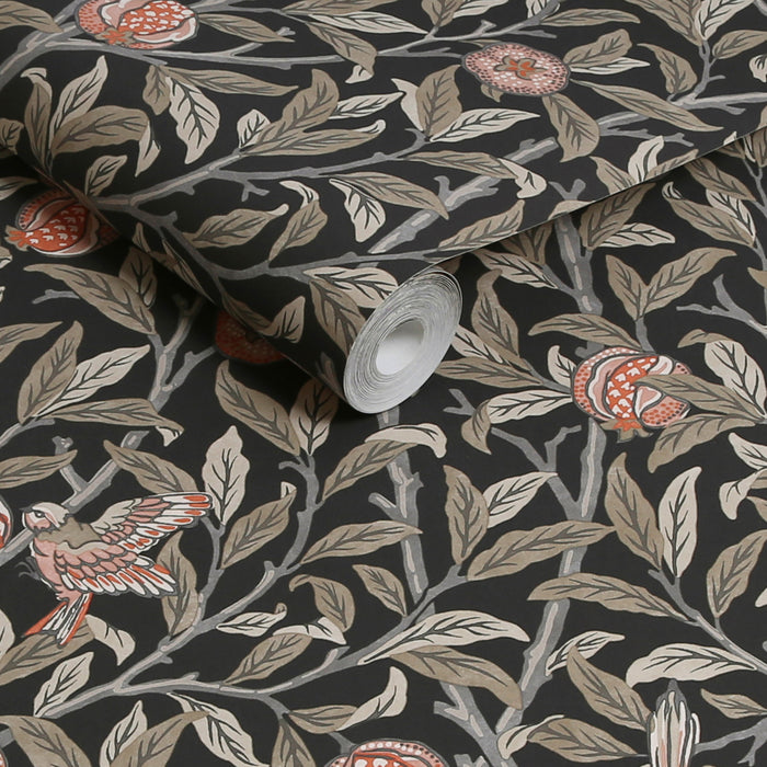 William Morris at Home vliesbehang Bird & Pomegranate Charcoal