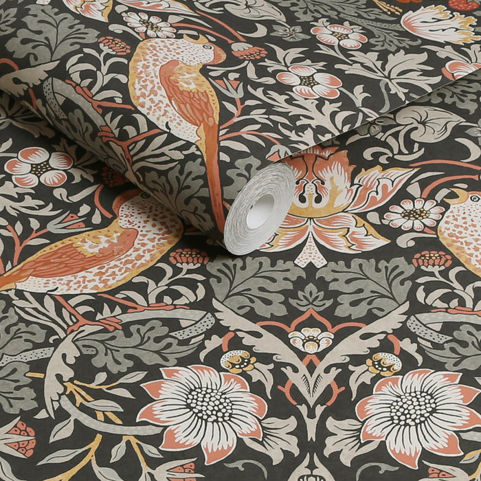 William Morris at Home vliesbehang Strawberry Thief Charcoal