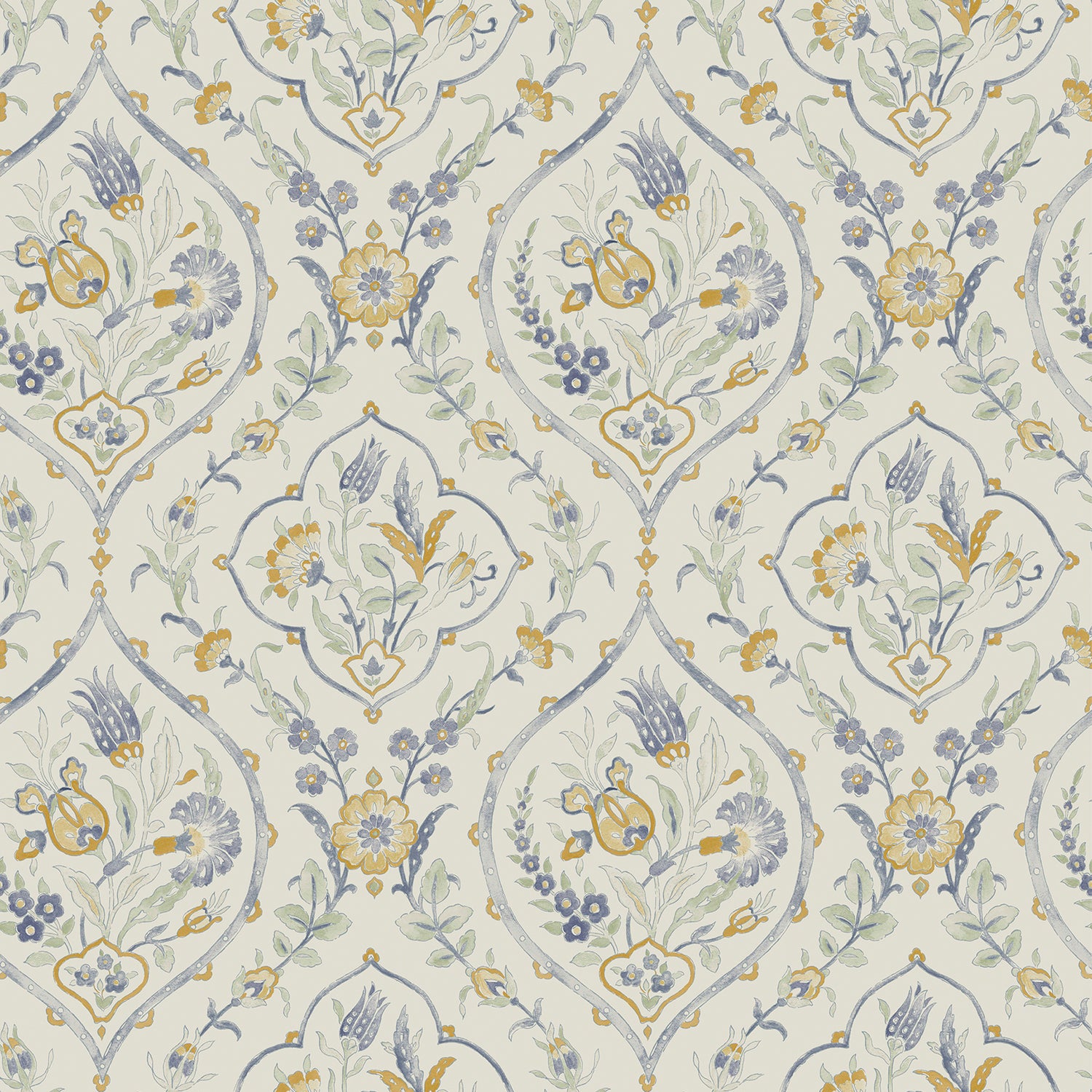 Laura Ashley Foscot Damask Behang - Bloemen - 10mx52cm - Geel