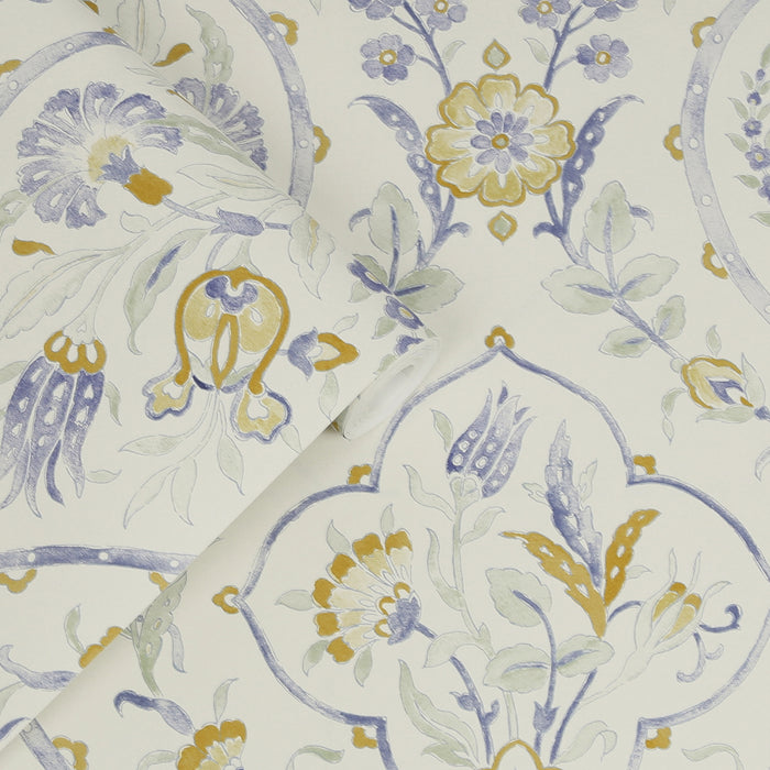 Laura Ashley Foscot Damask Behang - Bloemen - 10mx52cm - Geel