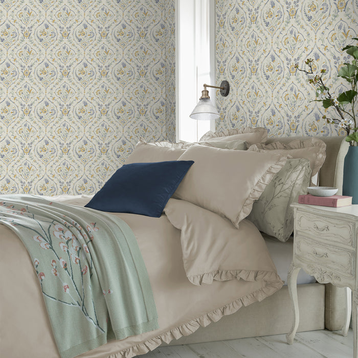 Laura Ashley Foscot Damask Behang - Bloemen - 10mx52cm - Geel