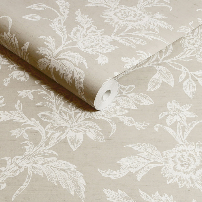 Laura Ashley Lloyd Behang - Bloemen - 10mx52cm - Beige