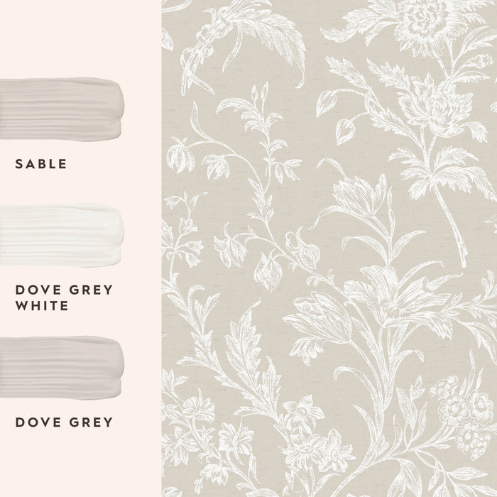 Laura Ashley Lloyd Behang - Bloemen - 10mx52cm - Beige