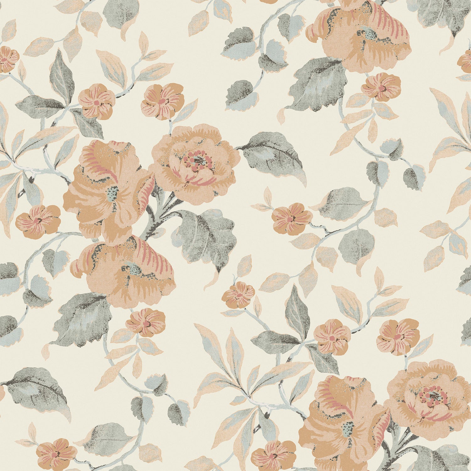 Laura Ashley Alyworth Trail Behang - Bloemen - 10mx52cm - Oranje