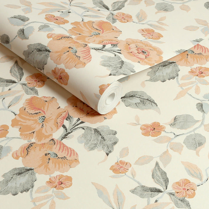 Laura Ashley Alyworth Trail Behang - Bloemen - 10mx52cm - Oranje