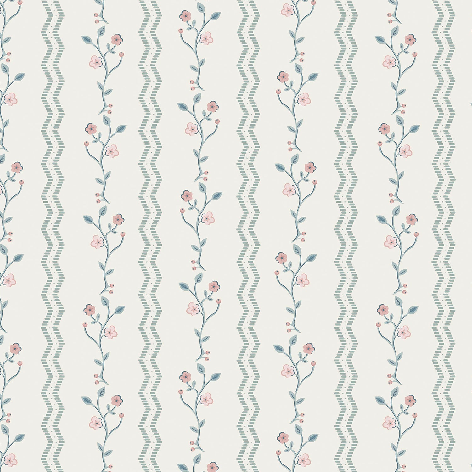 Laura Ashley Blencow Stripe Behang - Bloemen - 10mx52cm - Blauw