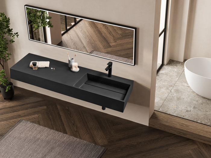 Beliani - CUSCO - Wastafel - Zwart - 150 x 48 cm - Mineraalgietwerk