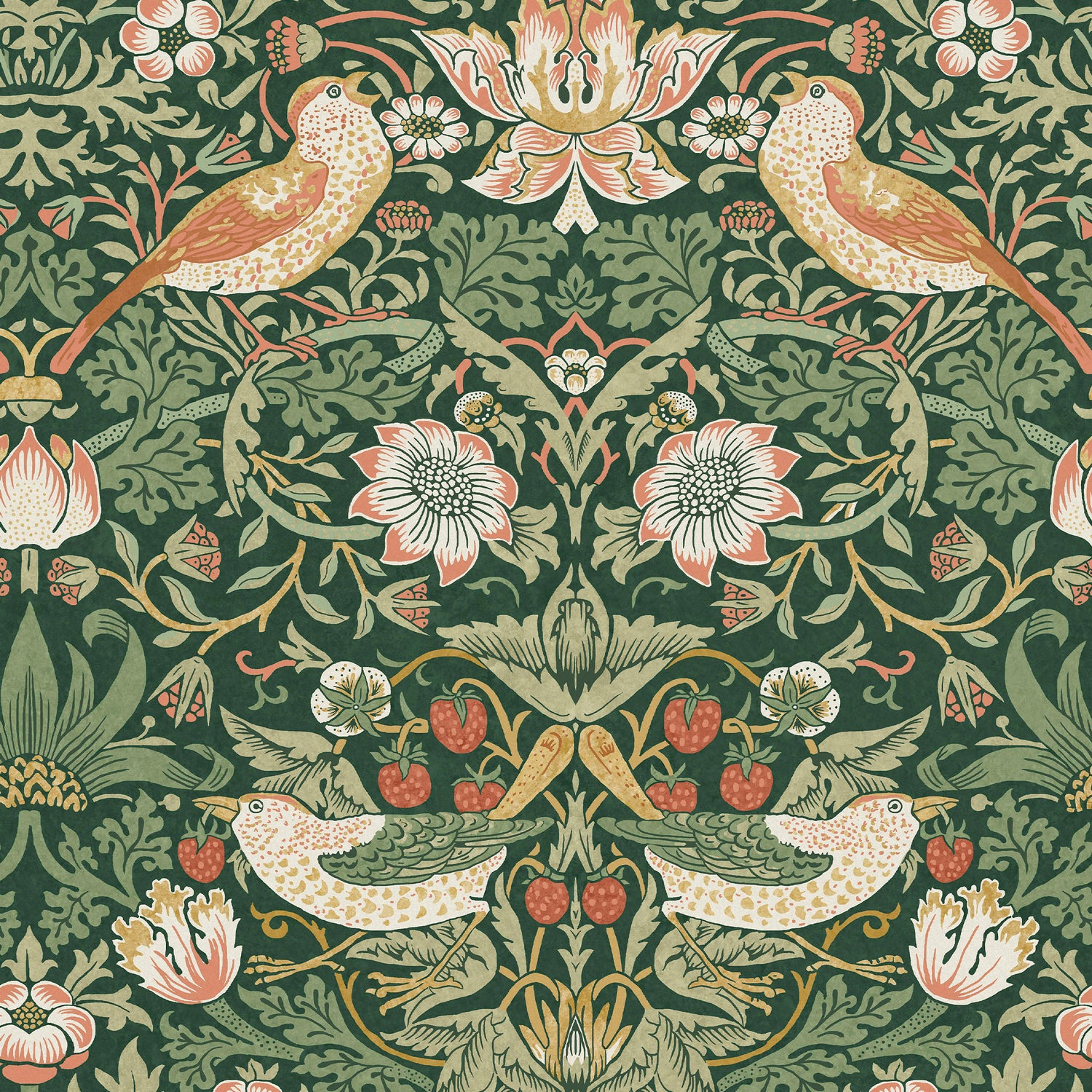 William Morris at Home vliesbehang Strawberry Thief Rich Green