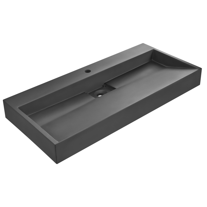 Beliani - QUENKO - Wastafel - Zwart - 100 x 46 cm - Mineraalgietwerk