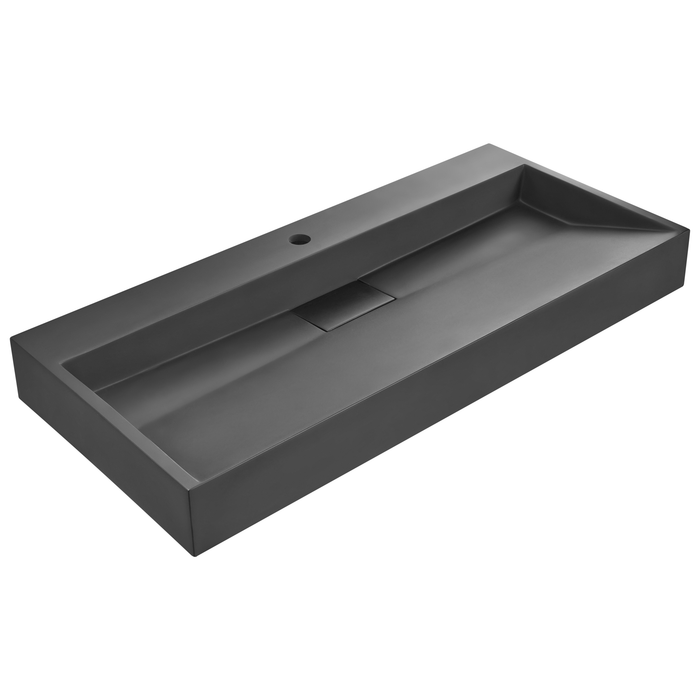 Beliani - QUENKO - Wastafel - Zwart - 100 x 46 cm - Mineraalgietwerk