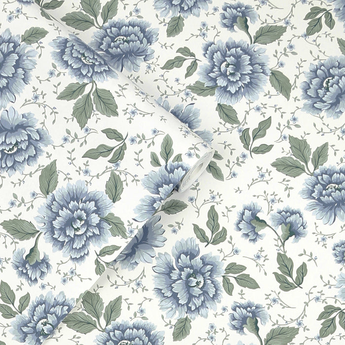 Laura Ashley Pickworth Posy Behang - Bloemen - 10mx52cm - Blauw