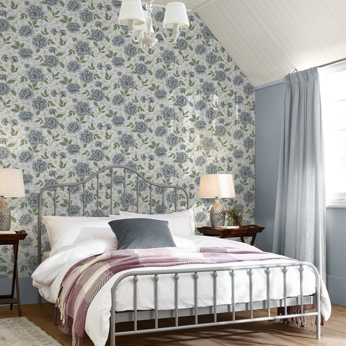 Laura Ashley Pickworth Posy Behang - Bloemen - 10mx52cm - Blauw