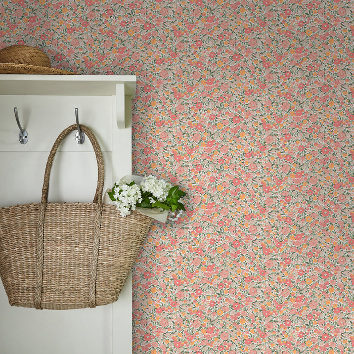 Laura Ashley Loveston Behang - Bloemen - 10mx52cm - Roze