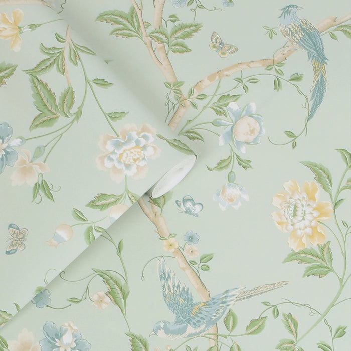 Laura Ashley Summer Palace Behang - Bloemen - 10mx52cm - Groen