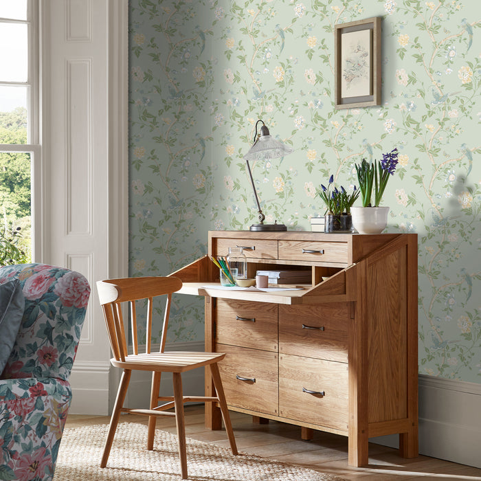 Laura Ashley Summer Palace Behang - Bloemen - 10mx52cm - Groen