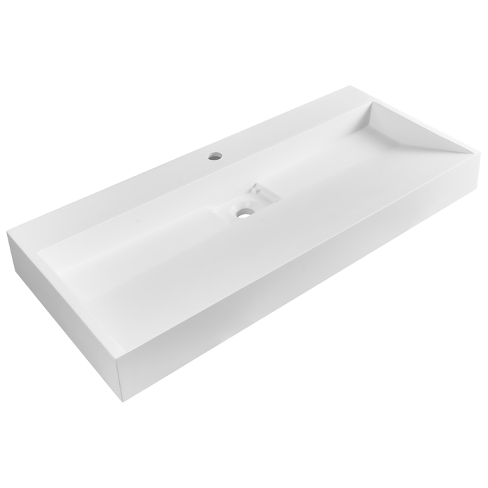 Beliani - QUENKO - Wastafel - Wit - 100 x 46 cm - Mineraalgietwerk