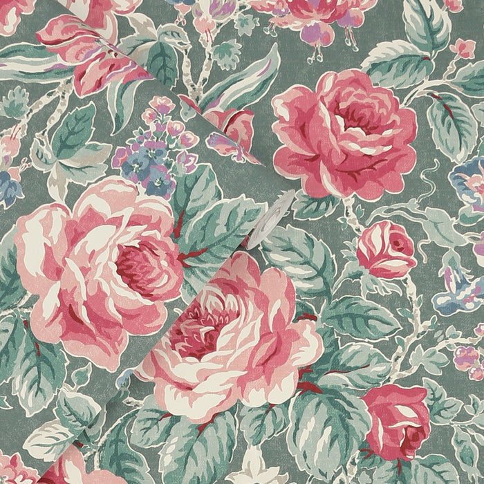 Laura Ashley Wild Roses Behang - Bloemen - 10mx52cm - Groen