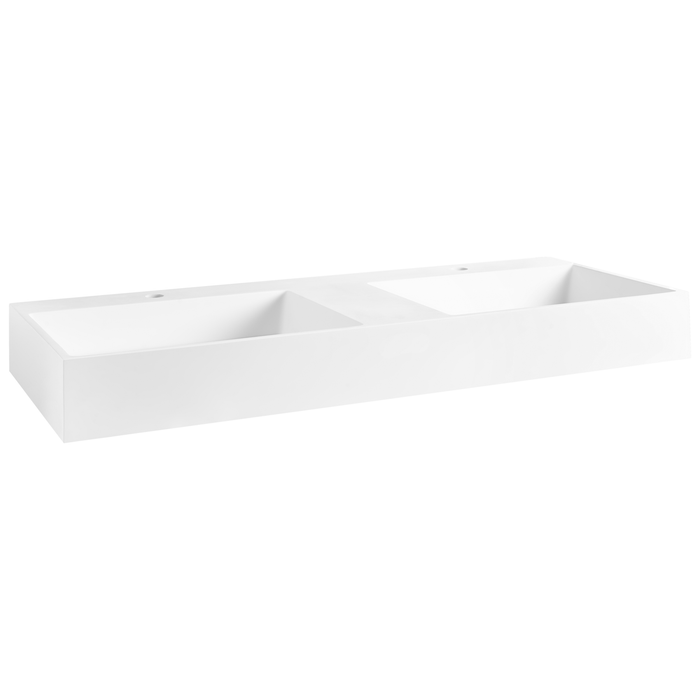 Beliani-QUENKO-Dubbele wastafel-Wit-120 x 48 cm-Mineraalgietwerk