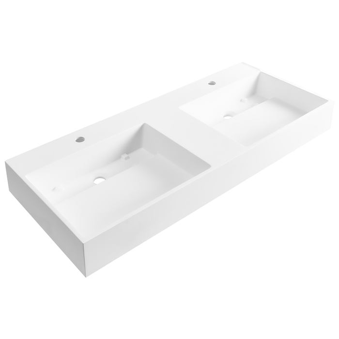 Beliani-QUENKO-Dubbele wastafel-Wit-120 x 48 cm-Mineraalgietwerk