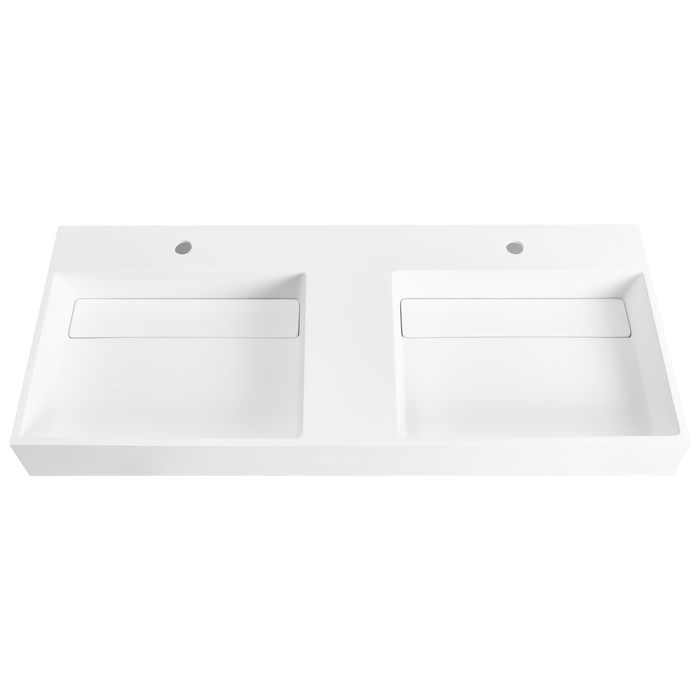 Beliani-QUENKO-Dubbele wastafel-Wit-120 x 48 cm-Mineraalgietwerk