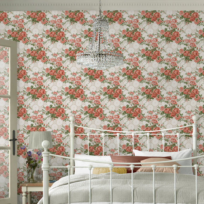 Laura Ashley Country Roses Behang - Bloemen - 10mx52cm - Roze