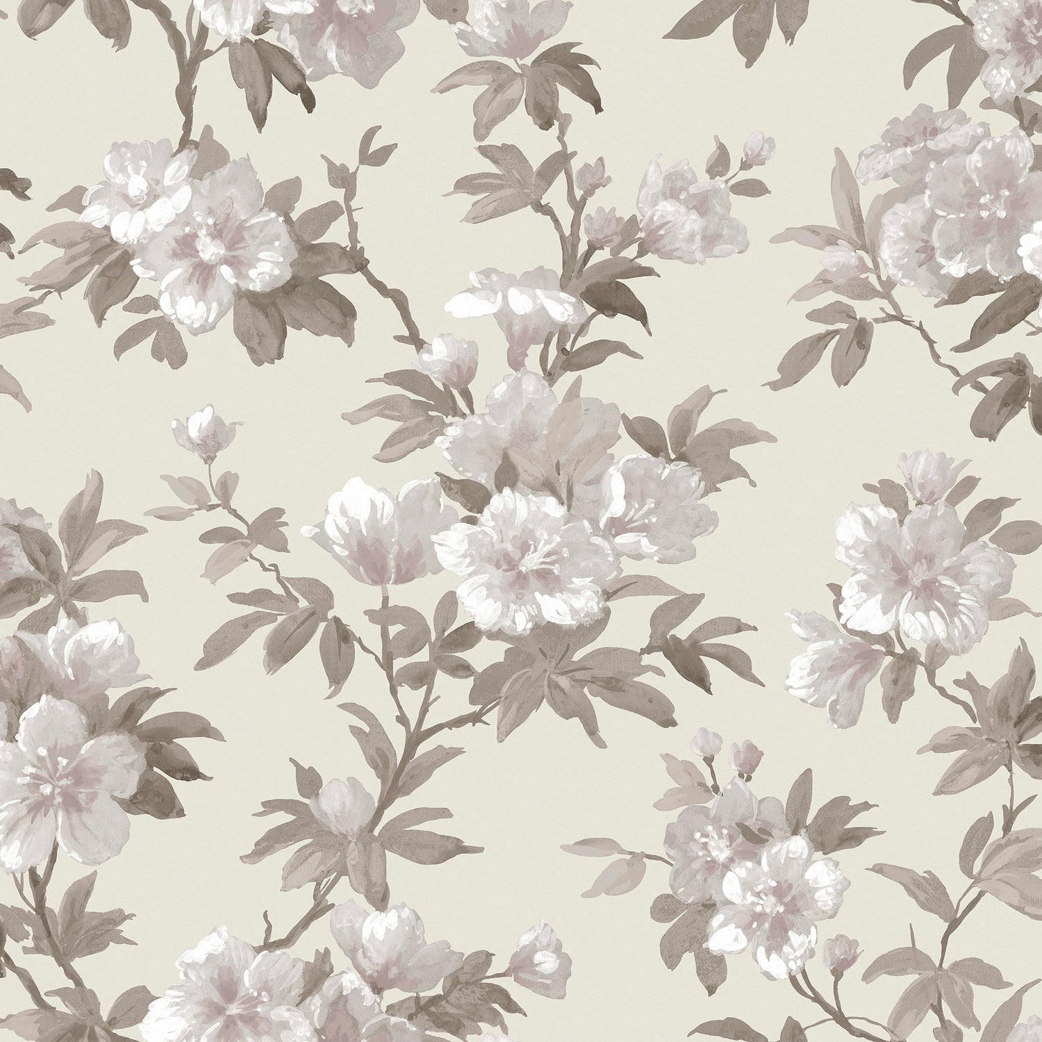 Laura Ashley Rosamund Behang - Bloemen - 10mx52cm - Grijs