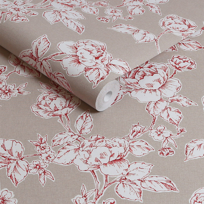 Laura Ashley Pollington Roses Behang - Bloemen - 10mx52cm - Grijs