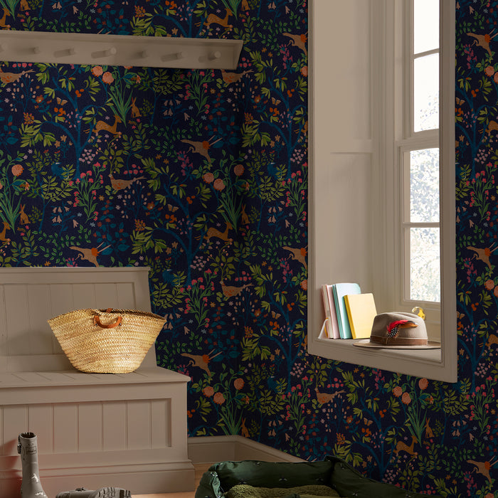 Joules vliesbehang Enchanted Woodland Navy