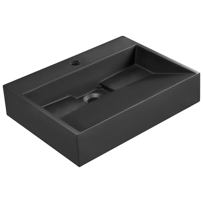 Beliani - QUENKO - Wastafel - Zwart - 50 x 38 cm - Mineraalgietwerk