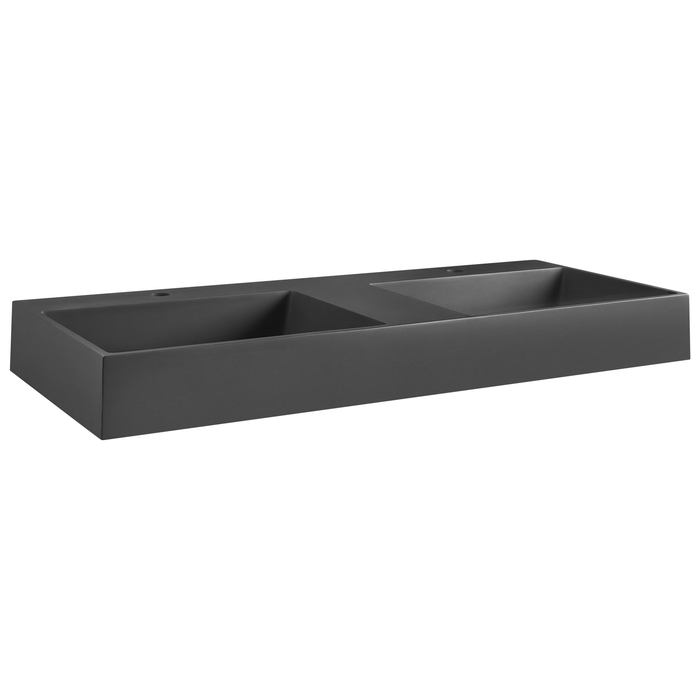 Beliani-QUENKO-Dubbele wastafel-Zwart-120 x 48 cm-Mineraalgietwerk