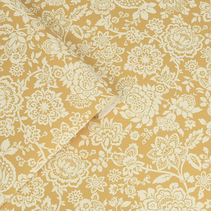 Laura Ashley Trailing Laurissa Behang - Bloemen - 10mx52cm - Geel