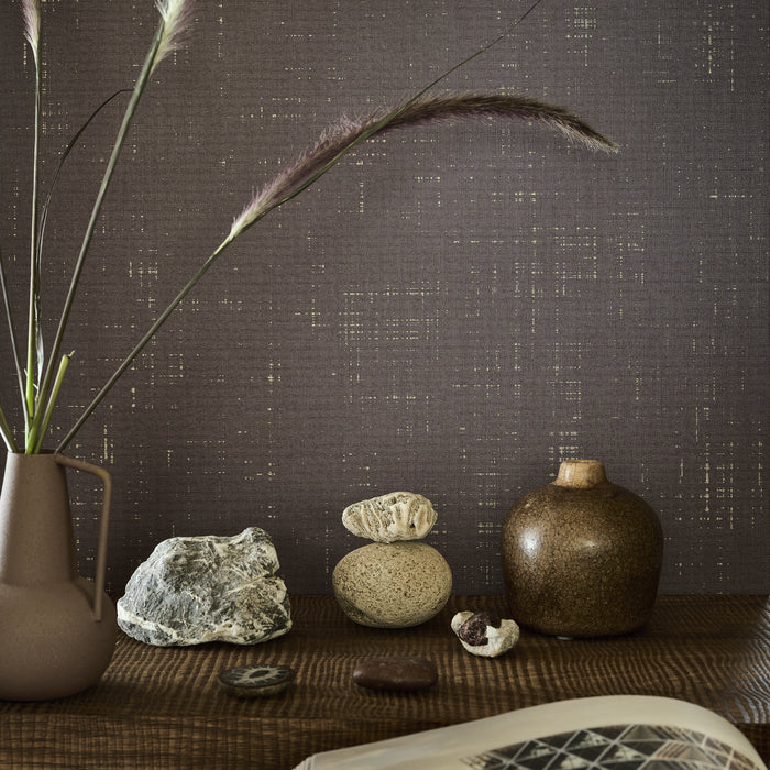 vtwonen - vliesbehang - linnen gold - ebony