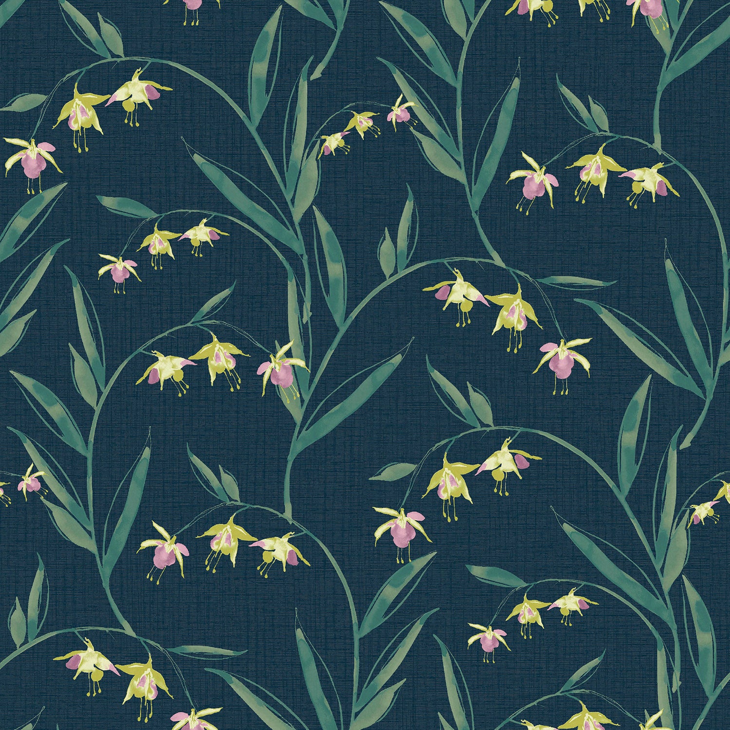 Laura Ashley Fulwell Fuchsia Behang - Planten - 10mx52cm - Blauw