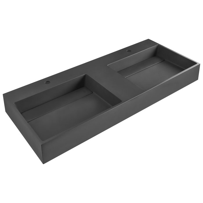 Beliani-QUENKO-Dubbele wastafel-Zwart-120 x 48 cm-Mineraalgietwerk