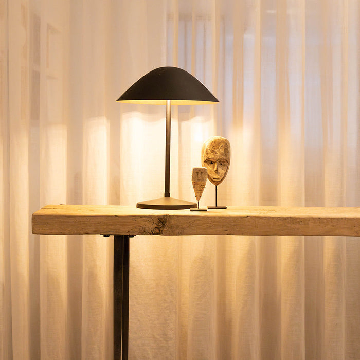 Atmooz Elan - Tafellamp - Zwart & Goud - 2 Lichtpunten - Paddestoelvormig - 34x34x45cm
