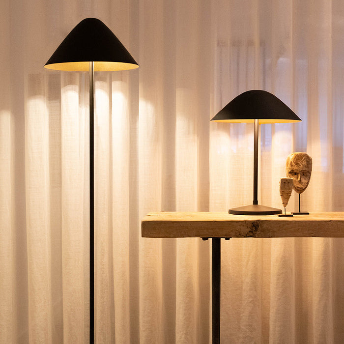 Atmooz Elan - Tafellamp - Zwart & Goud - 2 Lichtpunten - Paddestoelvormig - 34x34x45cm
