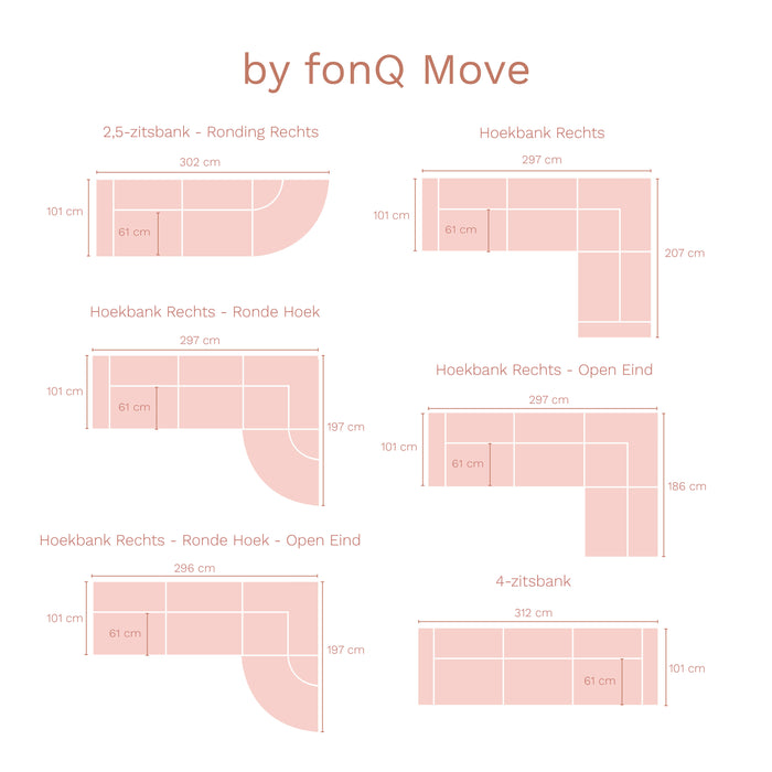 by fonQ Move Hoekbank Rechts - Open Eind - Zand