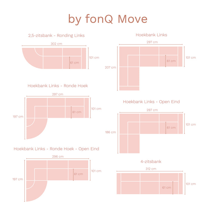 by fonQ Move Hoekbank Links - Ronde Hoek - Open Eind - Zand