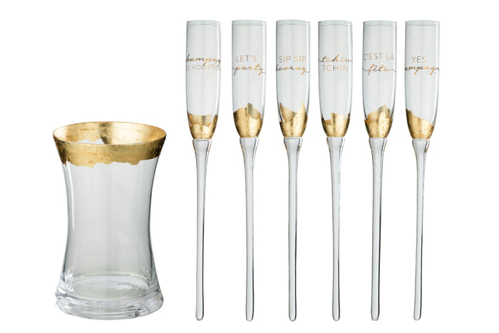 J-Line champagneglazen In Vaas - glas - goud