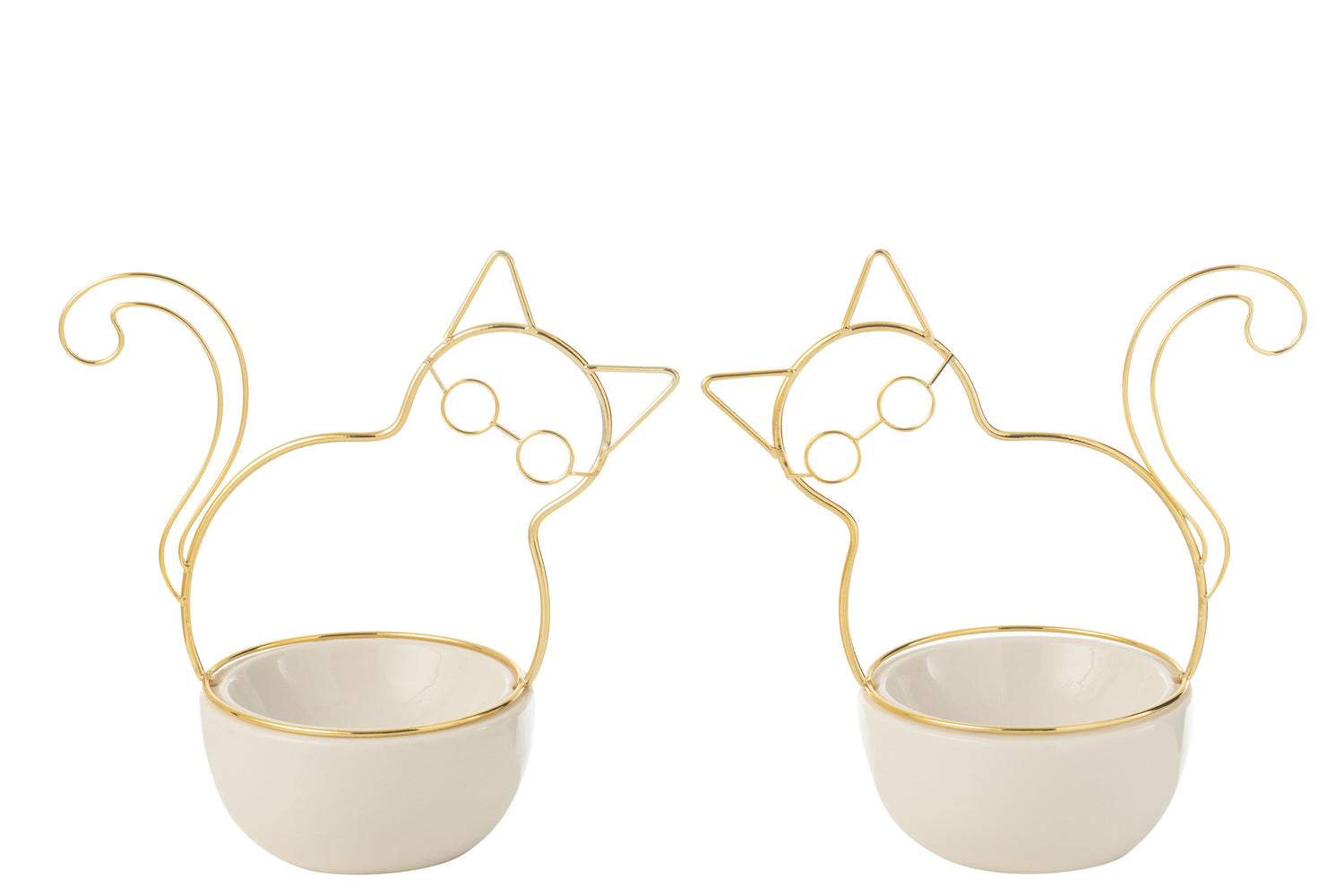 J-Line kom Kat Bril - porselein|metaal - large - 2 stuks