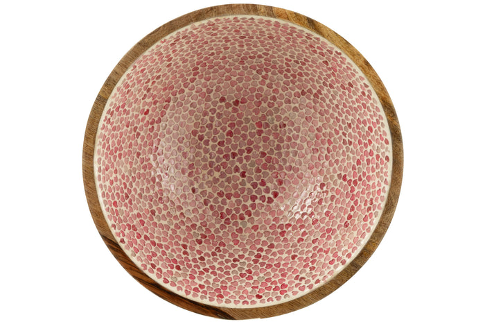 J-Line Kom Hart Mozaiek Mango Hout Roze Large