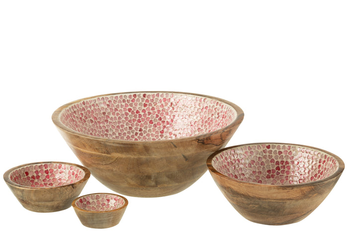 J-Line Kom Hart Mozaiek Mango Hout Roze Large