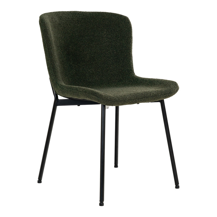 House Nordic - Eetkamerstoel Maceda Bouclé Donkergroen - Set van 2