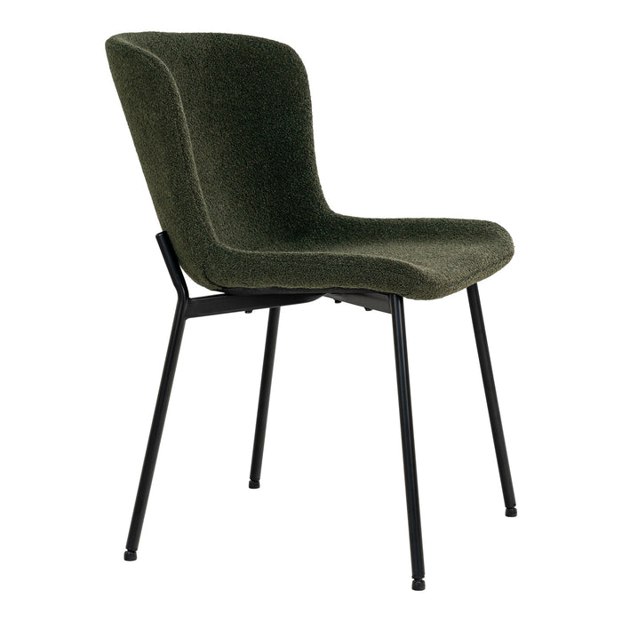 House Nordic - Eetkamerstoel Maceda Bouclé Donkergroen - Set van 2